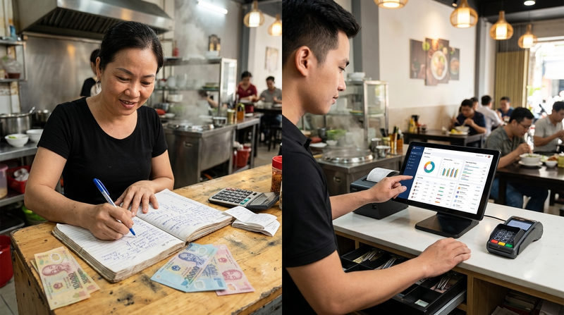 Sổ thu chi quán ăn vs Phần mềm quản lý: Nên chọn gì?