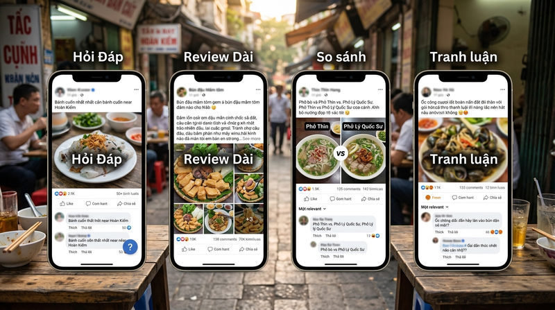 Tổng hợp 4 mẫu kịch bản seeding hội nhóm review đồ ăn đỉnh cao