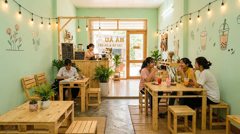 Bí quyết thiết kế quán trà sữa ở quê: Đẹp, ấn tượng và tiết kiệm