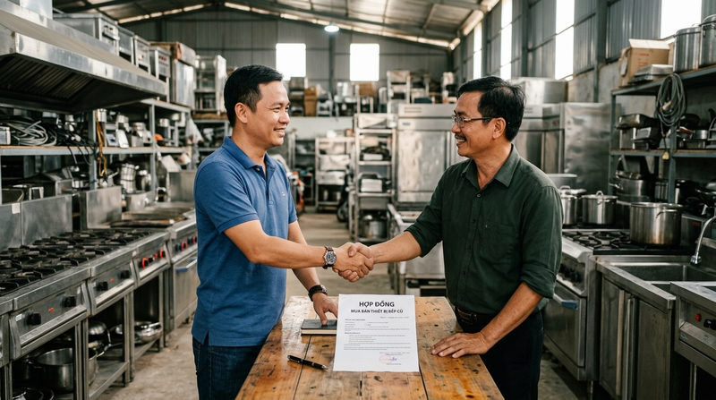 Bí quyết thương lượng giá, hợp đồng và chế độ bảo hành khi mua bếp cũ