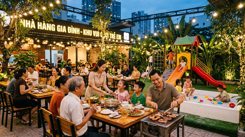 Danh sách nhà hàng gia đình có khu vui chơi xịn sò tại TP.HCM