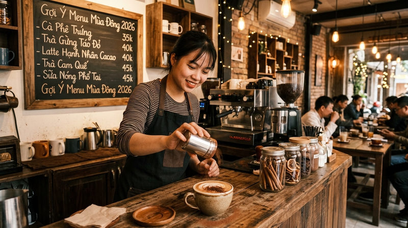 Gợi ý menu đồ uống mùa đông 'hút khách' cho quán cafe năm 2026