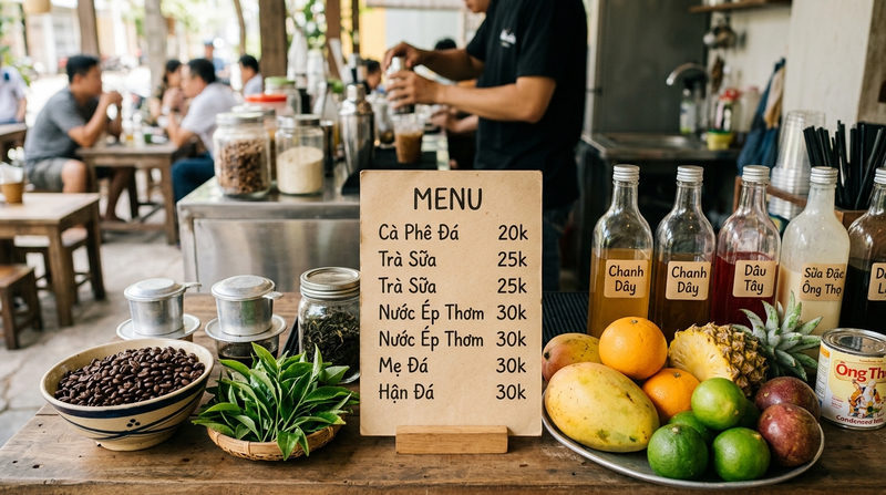 Xây dựng menu quán nước bình dân và tìm nguồn nguyên liệu