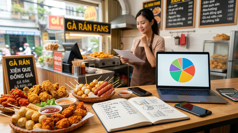 Cần bao nhiêu vốn mở quán xiên que gà rán? Bảng dự toán chi tiết