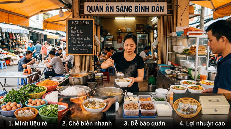Nguyên tắc vàng khi chọn món cho thực đơn quán ăn sáng bình dân