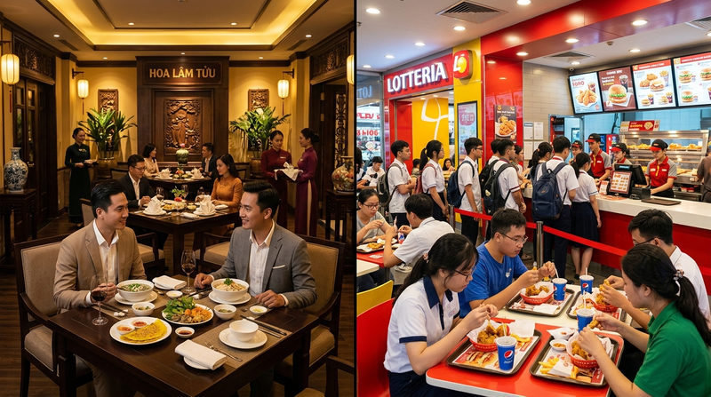 Phân tích sự khác biệt giữa nhà hàng truyền thống và fast food