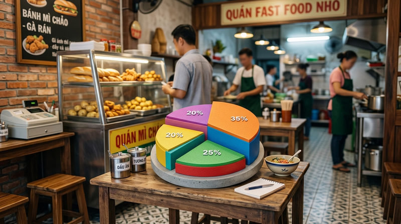 Bảng dự toán chi phí mở quán fast food nhỏ (Phân bổ 100 triệu)