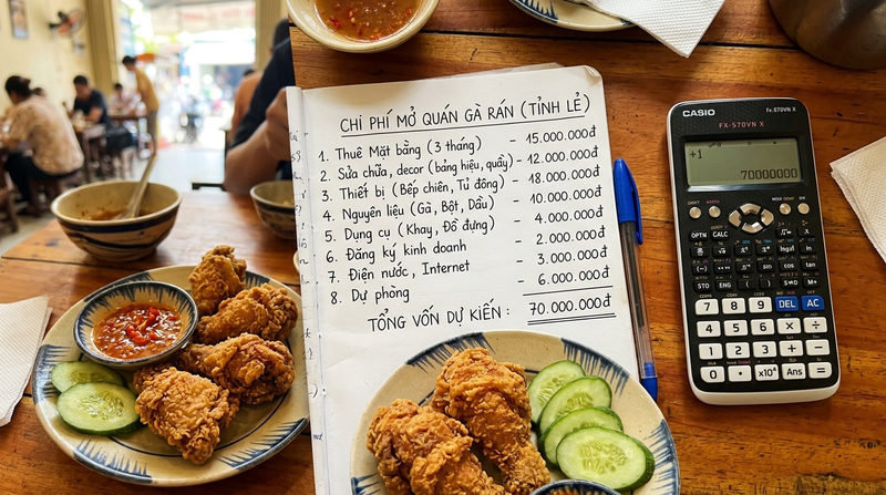 Chi phí mở quán gà rán ở quê cần bao nhiêu vốn?