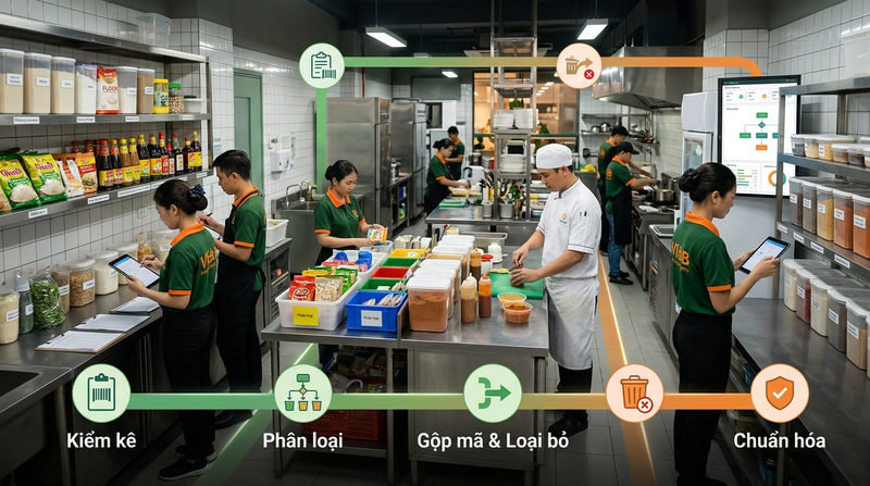 Quy trình 5 bước tối ưu hóa SKU nguyên liệu F&B hiệu quả