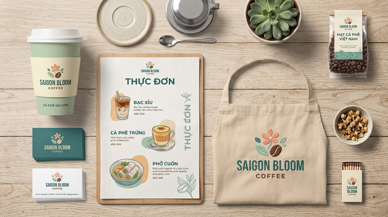 Thiết kế bộ nhận diện thương hiệu FnB đồng bộ