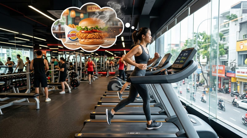 Cần tập thể dục bao lâu để đốt cháy calo của 1 cái hamburger gà?