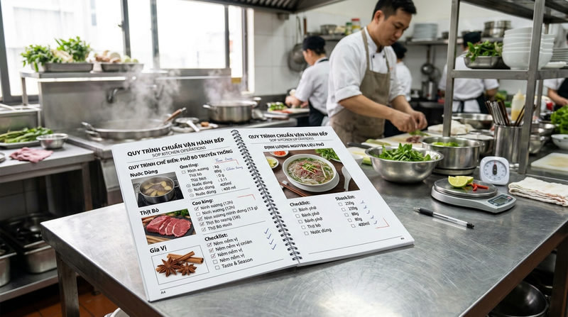 Xây dựng bộ tiêu chuẩn vận hành (SOP nhà hàng) cho không gian bếp