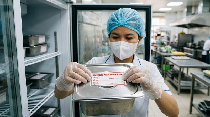 Lưu mẫu thực phẩm đúng quy định và báo cáo cơ quan chức năng