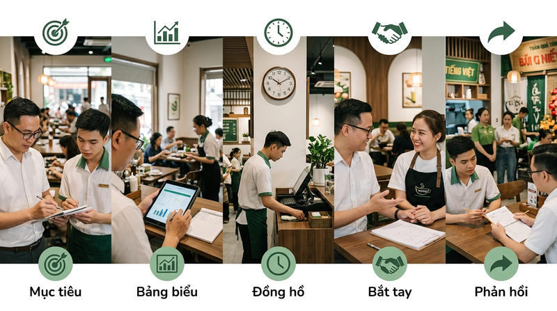 Quy trình 5 bước xây dựng hệ thống đánh giá nhân viên phục vụ chuẩn