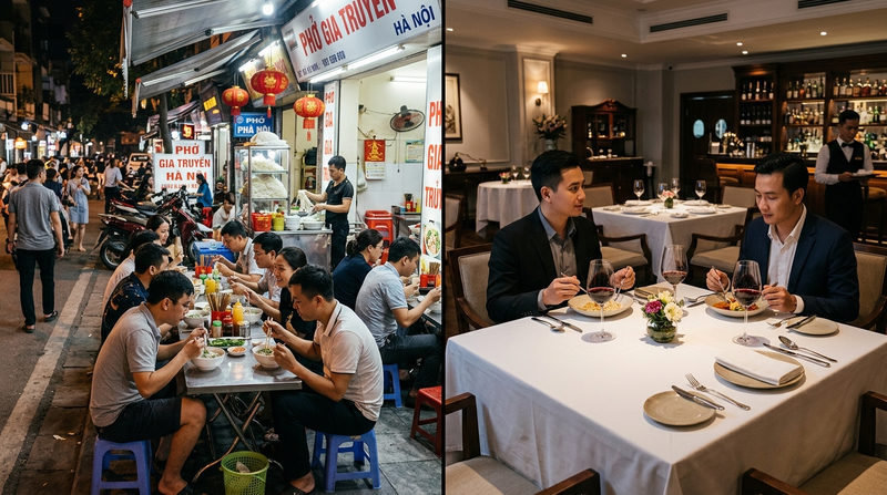 Sự khác biệt về văn hóa ẩm thực giữa quán vỉa hè và nhà hàng